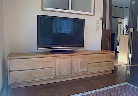 那須塩原市のお客様にお届けしたナラのテレビボード